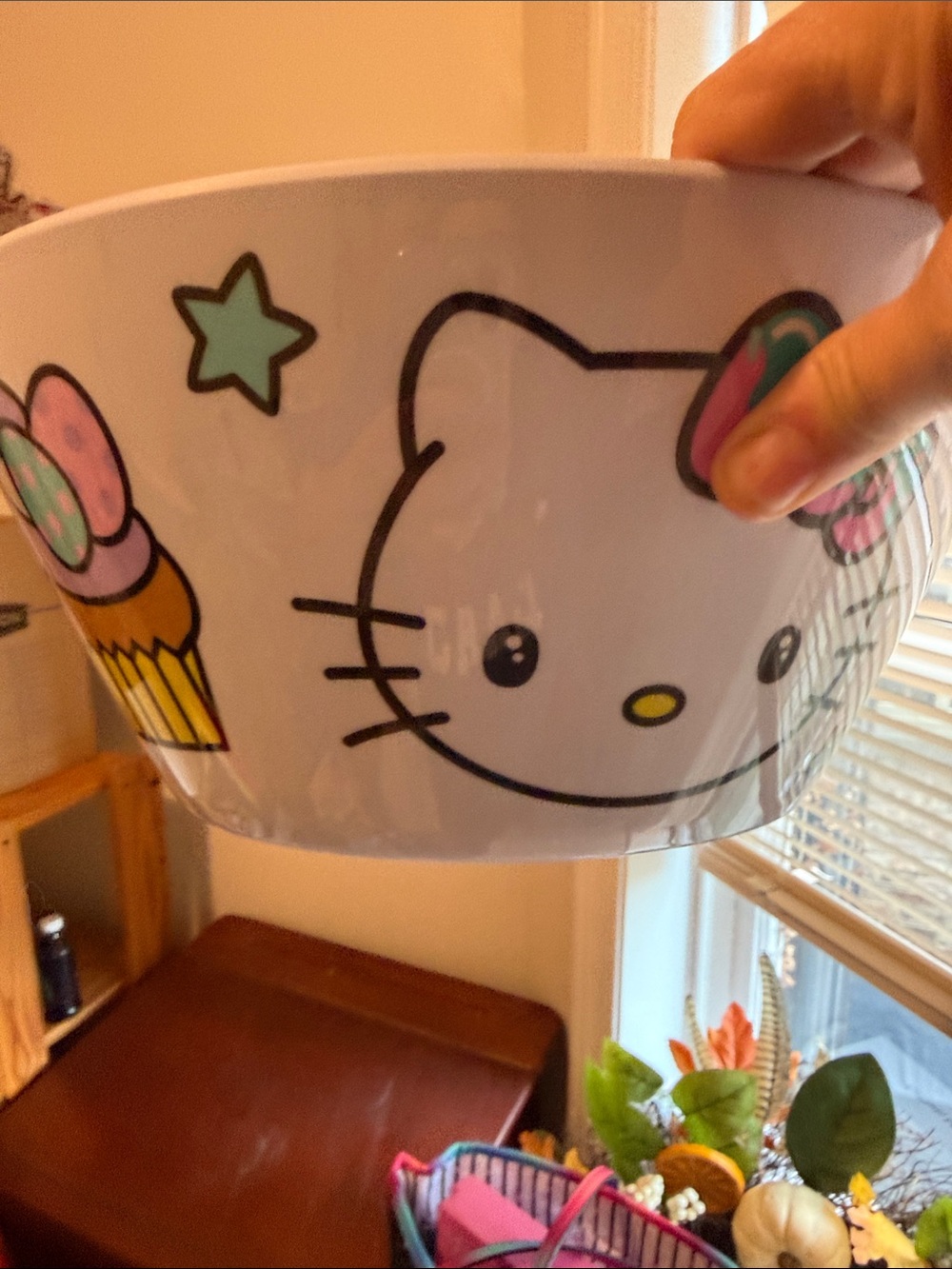 Hello Kitty White Bowl with Pink, Mint and Yellow Accents